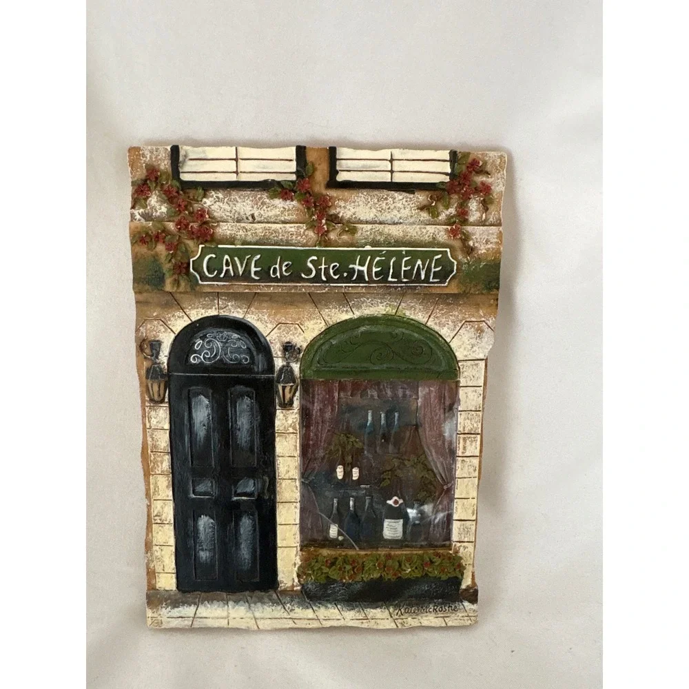 Kate McRostie Wall Plaque Small Multicolor French Bistro Wine Shop Decor